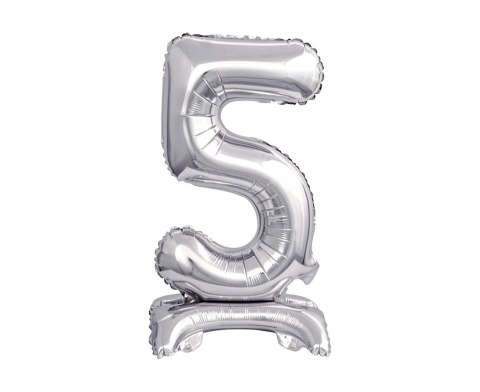 FOIL BALLOON B&C STANDING DIGIT 5, SILVER, 38 CM GODAN