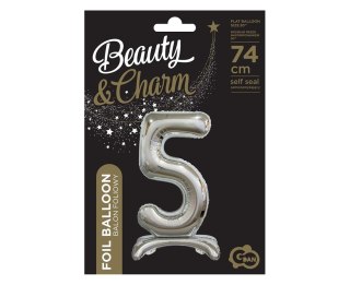 B&C FOIL BALLOON STANDING 5, SILVER, 74 CM BC-ASS5 GODAN