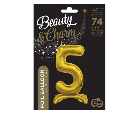 B&C FOIL BALLOON STANDING 5, GOLD, 74 CM BC-ASZ5 GODAN