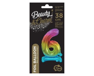 B&C FOIL BALLOON STANDING 6, RAINBOW, 38 CM GODAN