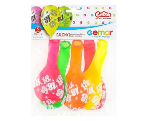 PREMIUM BALLOON 12" 18 YEARS FLUO GO PBH OP5PCS GODAN