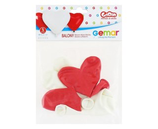 PREMIUM BALLOONS "5 HEARTS", RED AND WHITE / 5 PCS. CR/45-01/5 GODAN