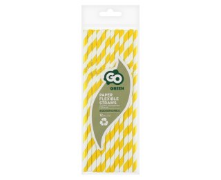 PAP STRAW TUBE. BROKEN, YELLOW STRIPES, 6X200MM / 12 PCS. GODAN