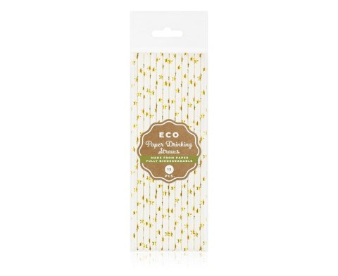 PAP STRAW TUBE. GOLD STARS, 6X197MM / 12 PCS. GLOSSY PATTERN SG-RPZG12 GODAN