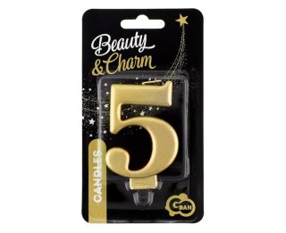 CANDLE NUMBER 5, METALLIC GOLD, 8.0 CM PF-SCZ5 GODAN