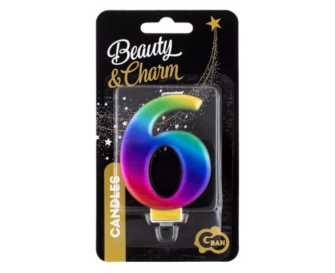 CANDLE NUMBER 6, GALAXY, 8.0 CM PF-SCG6 GODAN