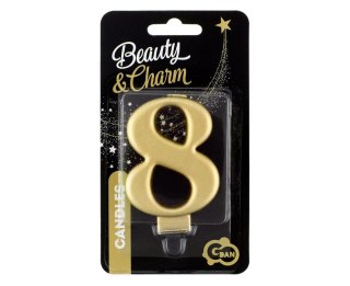 CANDLE NUMBER 8, METALLIC GOLD, 8.0 CM PF-SCZ8 GODAN