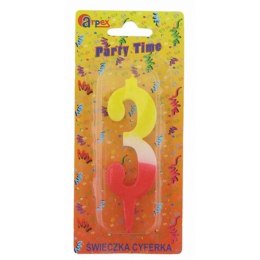 BIRTHDAY CANDLES PARTY TIME DIGIT 3 ARPEX D9905-3 ARPEX