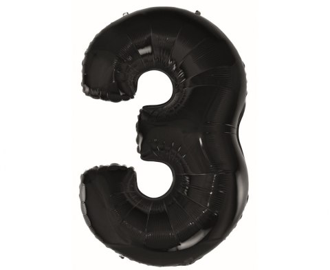 FOIL BALLOON NUMBER 3, BLACK - 92 CM GODAN