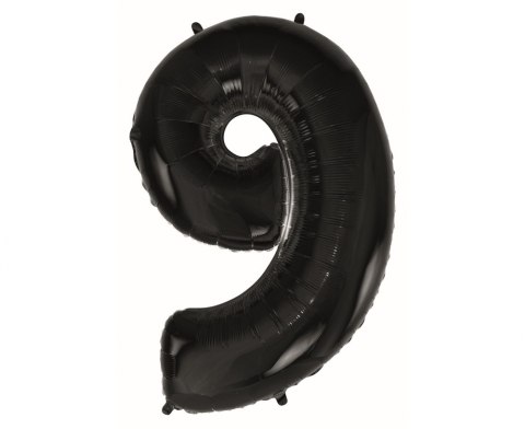 FOIL BALLOON NUMBER 9, BLACK - 92 CM GODAN