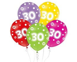 BALLOONS NUMBER 30 BIRTHDAY, 12", 5 PIECES
