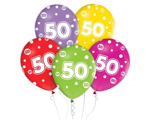 BALLOONS NUMBER 50 BIRTHDAY, 12", 5 PIECES
