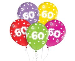 BALLOONS NUMBER 60 BIRTHDAY, 12", 5 PIECES