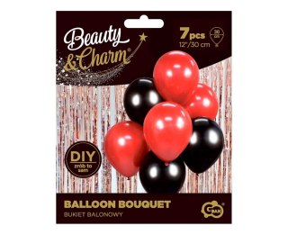 B&C BALLOON BOUQUET RED AND BLACK, 7 PCS GODAN