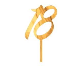 ACRYLIC DECORATION FOR CAKE 18TH BIRTHDAY, GOLD, 12X7 CM GODAN