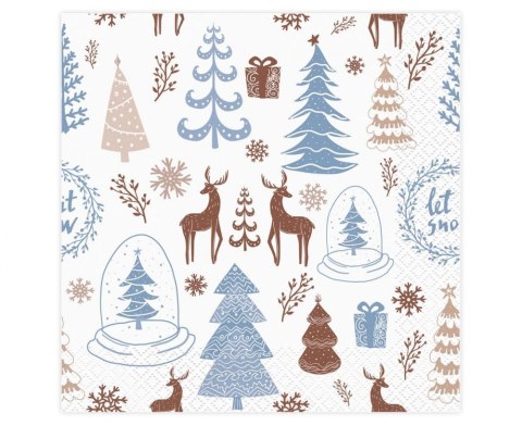 HELLO WINTER NAPKINS, WHITE, FSC CERTIFICATE, 33X33 CM, 20 PCS. GODAN