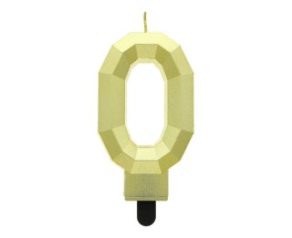 CANDLE NUMBER 0 - DIAMOND, METALLIC GOLD, 7.6 CM GODAN