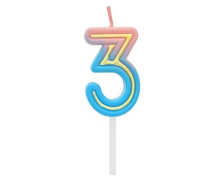 CANDLE NUMBER 3, B&C NEON, 44X27X12MM, 1 PCS GODAN