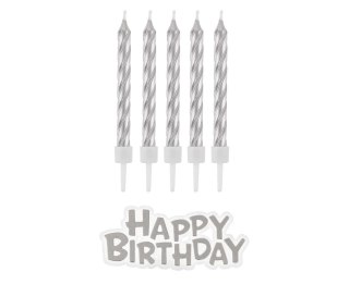 B&C HAPPY BIRTHDAY CANDLES, SILVER, 16 PCS. GODAN