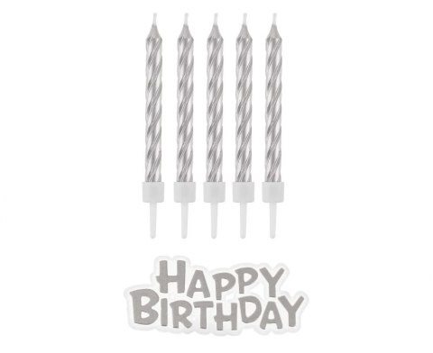 B&C HAPPY BIRTHDAY CANDLES, SILVER, 16 PCS. GODAN