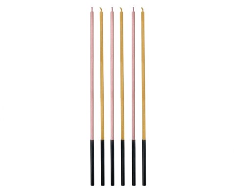 BIRTHDAY CANDLES 6 PCS METALLIC PINK/GODAN GOLD 7C-SMRZ GODAN