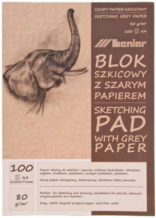 SKETCHBOARD A4 100 SHEETS 80G GRAY LENIAR 90853 LENIAR