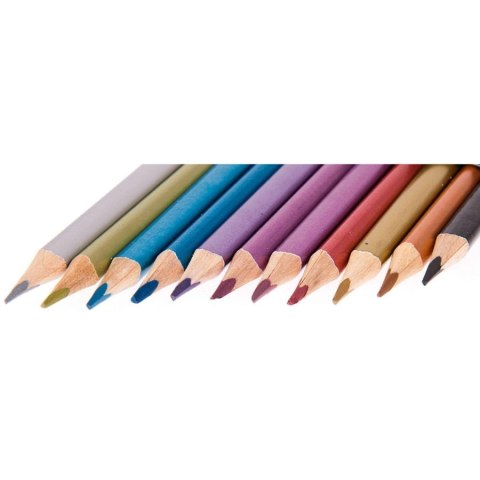 PENCILS 12 COLORS METALLIC TRIANGULAR PRIMA ART 399437