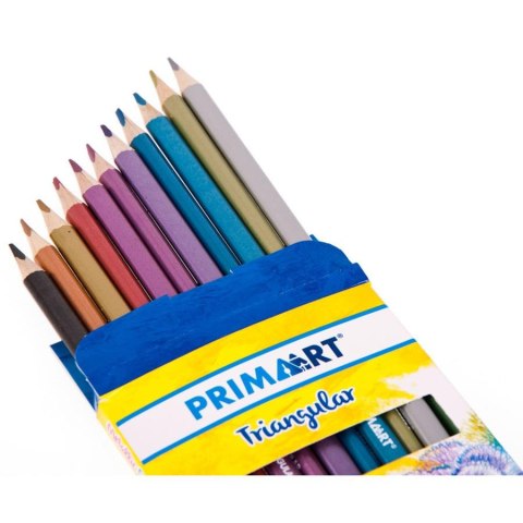 PENCILS 12 COLORS METALLIC TRIANGULAR PRIMA ART 399437