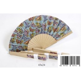 WOODEN FAN 23 CM MIX OF PATTERNS MIDEX 1410F TOYS