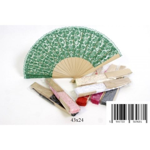 WOODEN FAN 23 CM MIX OF PATTERNS MIDEX 1545A TOYS
