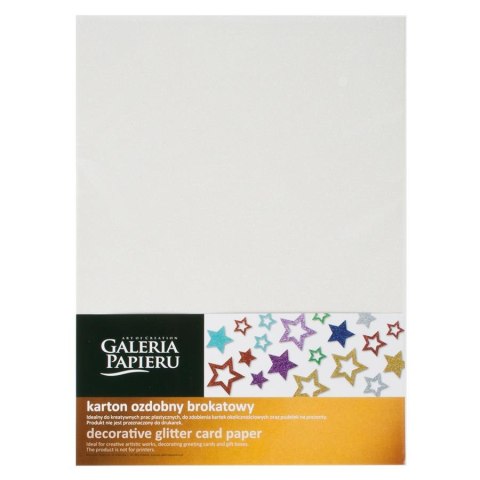 DECORATIVE CARDBOARD A4 GLITTER WHITE 210G ARGO PAPER GALLERY