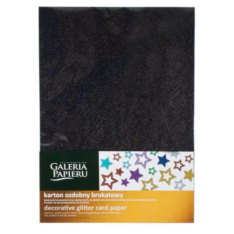 DECORATIVE CARDBOARD A4 GLITTER BLACK 210G ARGO PAPER GALLERY